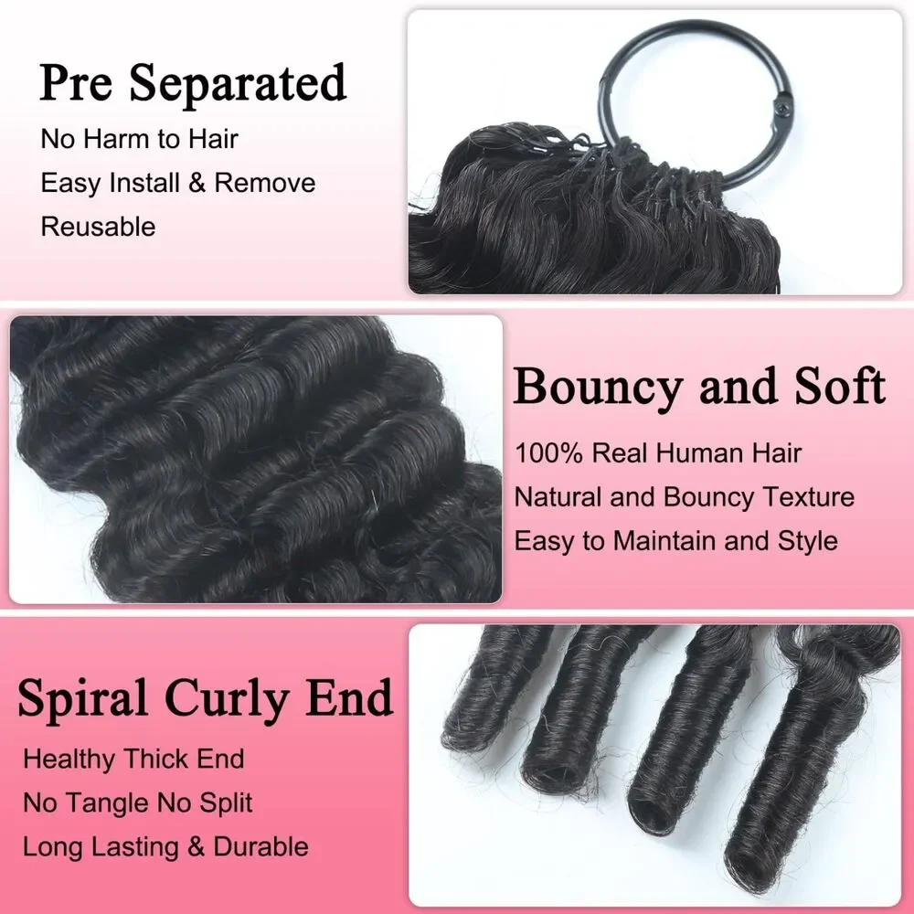 New 16in Burmese Curly Crochet Human Hair 60g 50 Strands Natural Black 1B